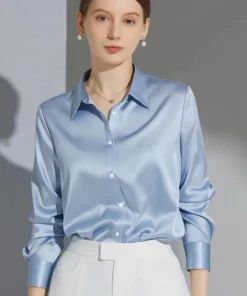 All-match Satin Finish Shirts And Blouses Women Clothing Casual Top OL Long Sleeve Button Elegant Shirts French Solid Blouses