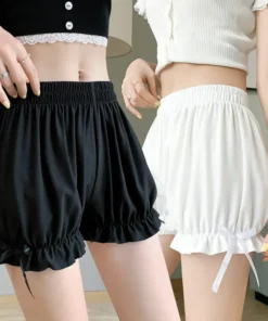 Women’s Lace Satin Ruffle Bloomers - Anti-Exposure Safety Short Panties