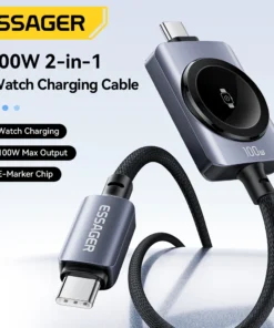 Essager 100W Type C To Type C Cable for Apple Watch IWatch Ultra iphone 17 16 15 xiaomi Samsung 2 in 1 USB C Fast Charging Wire