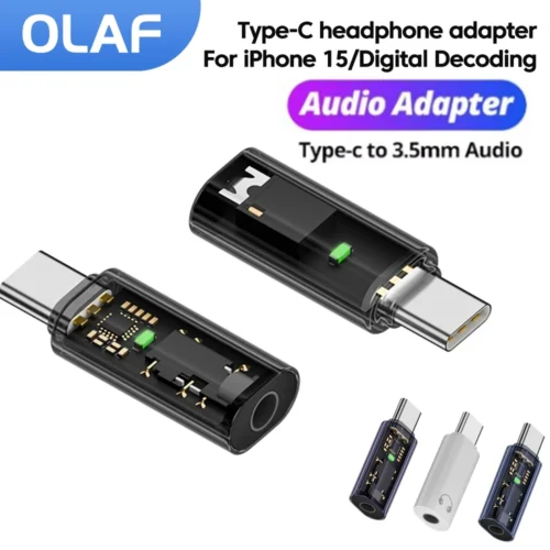 DAC USB Type C To 3.5MM Headphone Adapter USB C Male to 3.5 Jack Audio Converter for iPhone 15 Samsung Support Voice Call U Disk