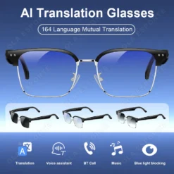 Fashion Smart Glasses with Bluetooth Calling and AI Translation for Music Playback
