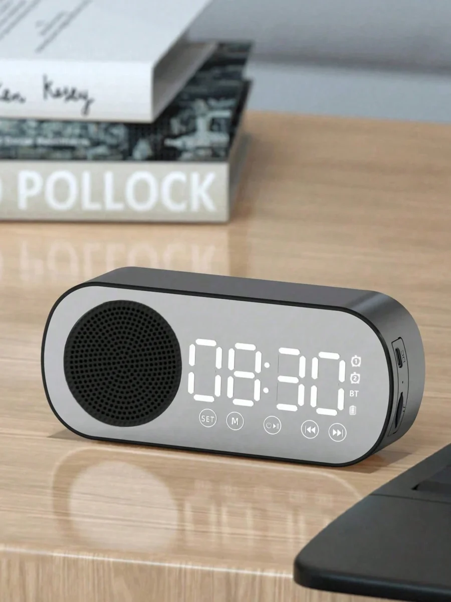Bluetooth Speaker with Alarm Clock and Subwoofer - Mini Multi-functional Device - Image 3