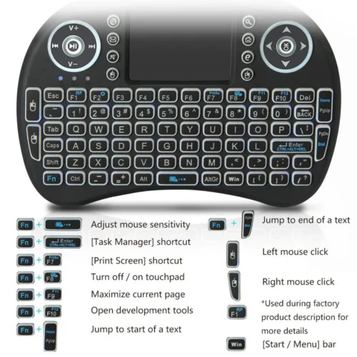Alternative view of Backlit Mini Wireless Keyboard Spanish French Azerty Russian Portuguese Brazil Language Air Mouse With Touchpad N RGB PC TV Box