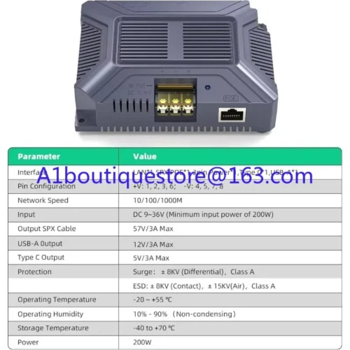 Alternative view of Starlink Gen 3 5-in-1 GigE PoE Injector 200W Starlink compatible satellite internet device with Type-C and USB output