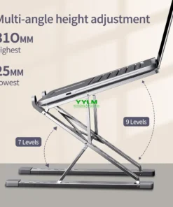 YYLM Aluminum Laptop Stand - Adjustable, Portable, and Foldable for MacBook and Notebooks