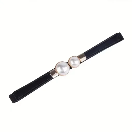 Elastic Women’s Belt with Elegant Double Pearls Buckle for Dresses and Skirts Decor - Image 6