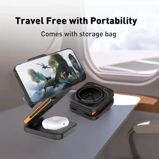 3-in-1 Foldable Magnetic Wireless Charging Station with Fast Charging for iPhone, Apple Watch, and AirPods - Image 5