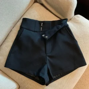 High-Waisted A-Line Shorts with Elevate Design for Women in Black - black, M
