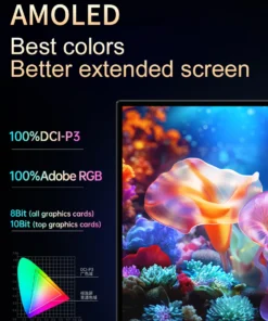 Alternative view of VCHANCE 14" Portable OLED Monitor - 3840x2400 Resolution, 500 Nits HDR, Metal Frame