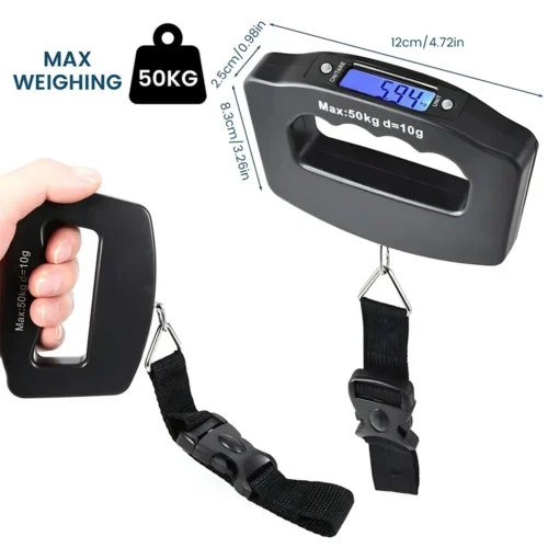 Alternative view of 50kg Digital Luggage Scale Portable Suitcase Scale Handheld Electronic Scales Backlight Digital Display Travel Accessories