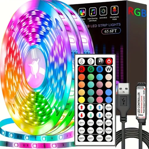 LED strip lights with 44 key remote control, RGB tape for home bedroom and party decor - Image 7