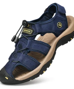 Alternative view of Genuine Leather Men's Sandals – Casual Outdoor Beach Shoes, Size 38-48