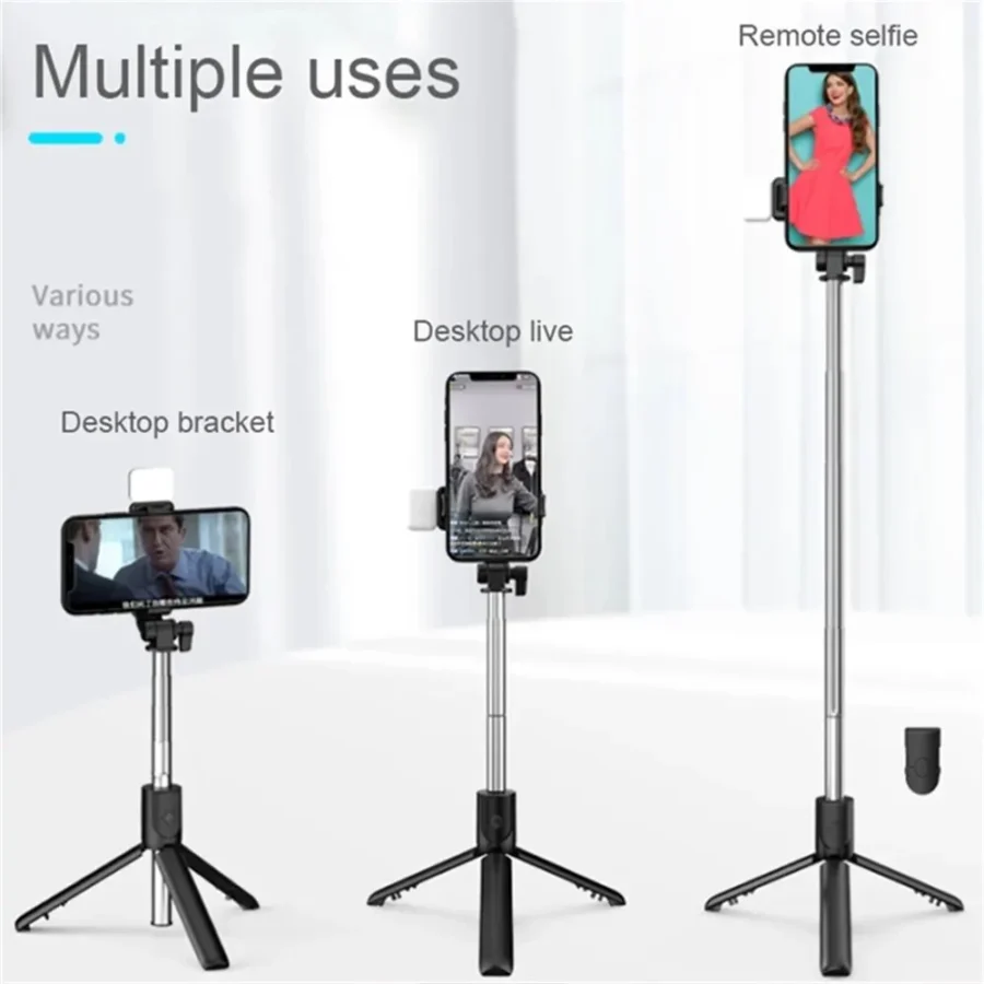 3 In 1 Selfie Stick Bluetooth Remote Tripod with Fill Light Foldable Bracket for Cell Smartphones for Tiktok Video Live Holder - Image 4
