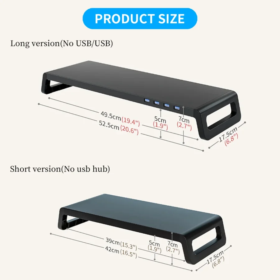 Computer Monitor Stand Riser With 4 USB3.0 Ports ABS Legs Support Data Transfer Desktop Screen Holder With Keyboard Storage - Image 6