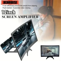 Mobile Phone Screen Magnifier with 12 Inch Curved HD Display for Smartphone Video Viewing