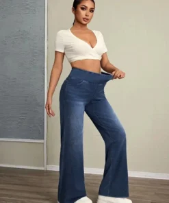 Alternative view of Women's High Stretch Loose Straight-Leg Jeans with Elastic Waist