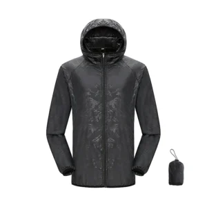 Waterproof Hiking Jacket with Quick Dry Fabric - Packable Windbreaker for Unisex Outdoor Activities - Unisex Black, M
