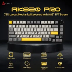 Ajazz AK820Pro Wireless Mechanical Gaming Keyboard with Custom Knob and Hot Swapping Gasket