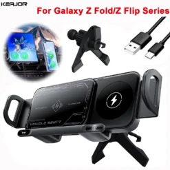 Dual Coil Fast Charging Car Charger for Samsung Galaxy Z Fold and Flip Series - Air Vent Holder