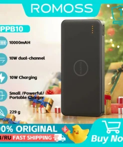 Romoss 10,000mAh Power Bank with PD and QC Fast Charging for Smartphones