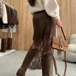 Alternative view of Maxi Skirt with Hollow Out Design, High Waist and Slim Fit for Women