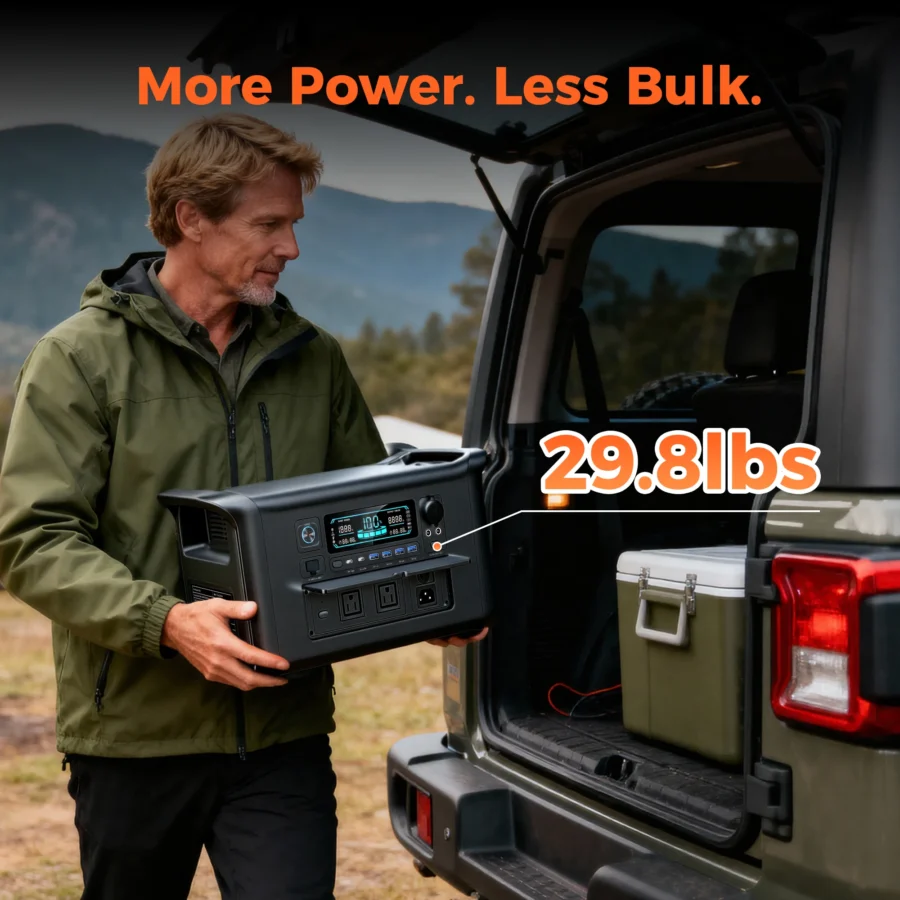 1800W Portable Power Station with 200W Solar Panel and 1000Wh LiFePO4 Battery for Camping - Image 4