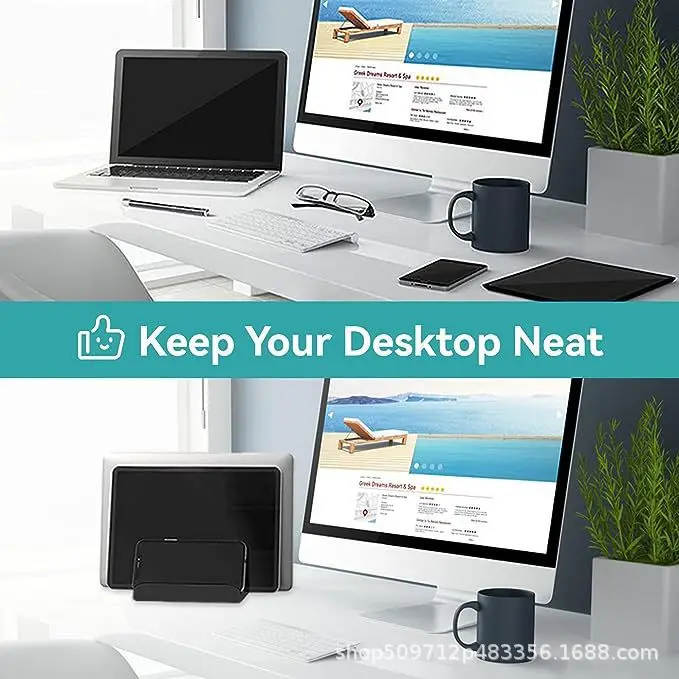 Vertical Laptop Stand - Space-Saving Design for Office Desks, Scalable Width, Computer Accessory - Image 3