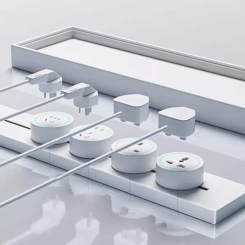 Track Socket Kitchen Wall Outlet, FR EU US UK Universal Standard Round Romovable Adapter Plug,Electrical Outlet with USB, white - Image 6