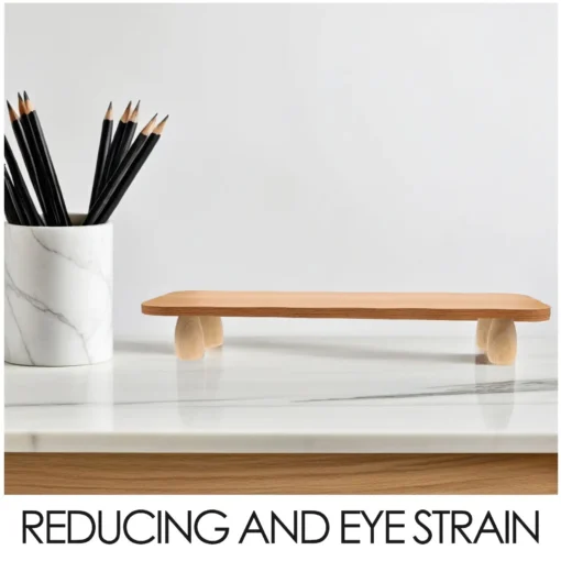 Bamboo Desktop Organizer with Ergonomic Design for Gaming Monitors and Computer Stands - Image 3