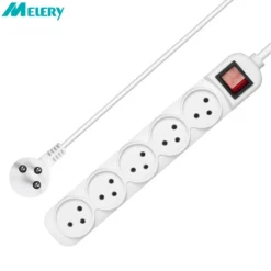 Melery Power Strip with 3/4/5 Way Outlets, 16A Wire, 1m Extension Cord for Home and Office Use