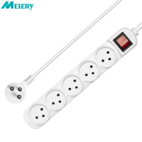 Melery Power Strip Israel Plug Outlets 3/4/5 Way AC Electric Sockets 16A Wire 1m Extension Cord Wall Mounted for Home Office