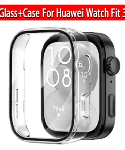 Glass+Case For Huawei Watch Fit 3 4 All-Around Screen Protector Hard PC Bumper Tempered Glass Watch Case Huawei Watch Fit 4 Pro