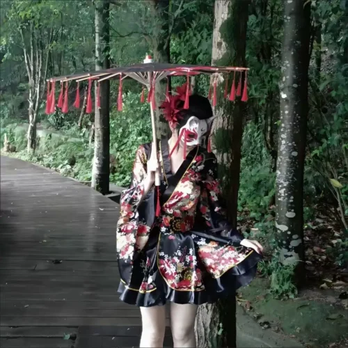 Alternative view of Women's Japanese Kimono Dress - Sakura Yukata Haori for Cosplay and Stage Shows