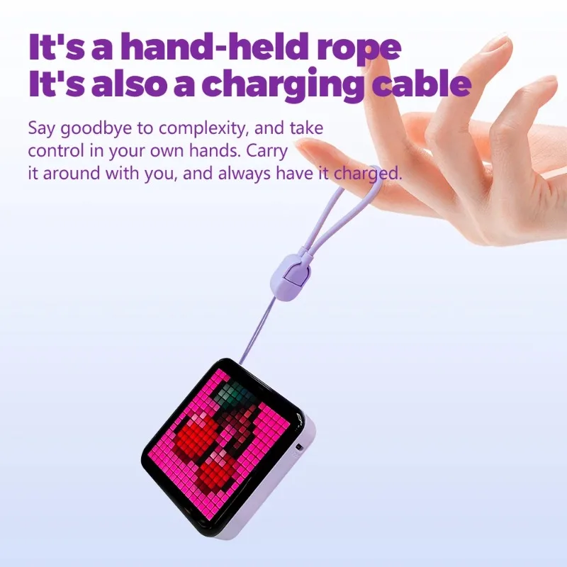 5000mAh LED Pixel Screen Power Bank with Night Light and App Control - Image 4