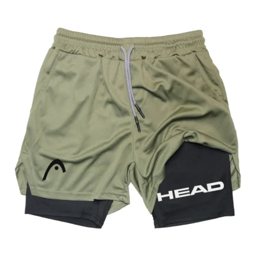 2 in 1 Sports Running Shorts with Quick Dry Feature for Men Fitness Gym Training - Image 3