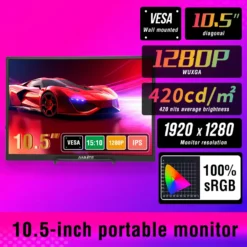 Portable HDR Monitor - 10.5-Inch, 1280P Resolution, Low Blue Light for Xbox, PS4/5, Switch, and PC