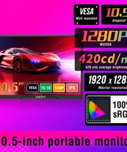 Anmite 10.5-Inch Portable HDR Monitor - 1280P, Low Blue Light for Xbox, PS4/5, Switch, and PC