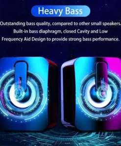 Alternative view of HIFI USB Wired Desktop Speakers with LED Light and Microphone - Clear Sound Quality