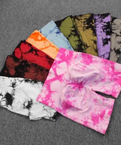Women's High Elastic Tie-Dye Yoga Shorts - Push-Up Gym & Sports Fitness Leggings