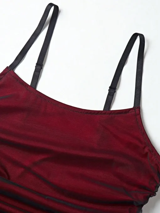 Off-Shoulder Long Dress with Pleated Skirt for Women in Elegant Red - Image 6