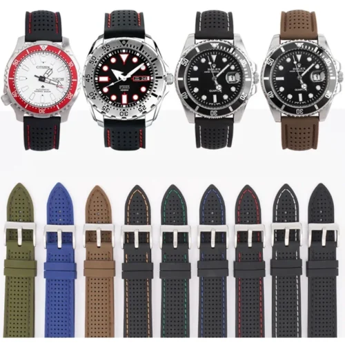 Alternative view of Soft Silicone Rubber Watch Strap 20mm 22mm 24mm Men Women Sport Waterproof Breathable Wrist Band Quick Release Bracelet