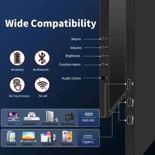 16-Inch Portable FHD Monitor with 100% sRGB and Eye Care for PC and Mac - Image 4