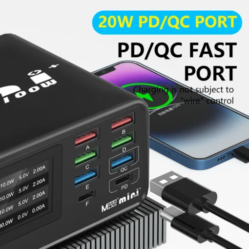 8-Port USB Hub Charging Station with 100W Wireless Charging for MacBook Pro, Air, DELL, iPad, and Samsung Galaxy - Image 3