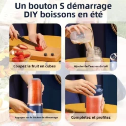 Alternative view of Portable USB Blender with 400ml Capacity for Smoothies and Milkshakes, Ideal for Travel