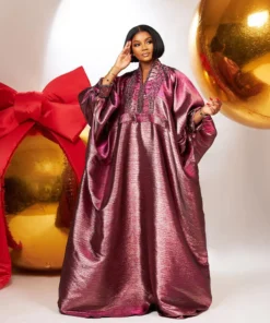 Alternative view of Luxury Elegant V-Neck Rhinestone Turkey Dress for Women - African Church Boubou Style