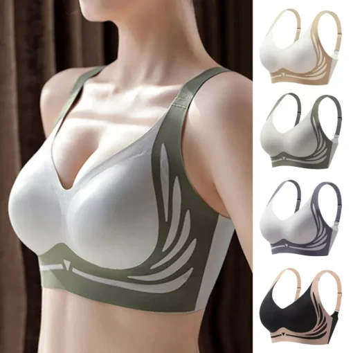 Seamless V-neck Bra for Small Chest with Adjustable Thin Design for Ladies - Image 2