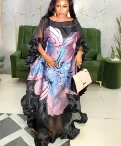 Alternative view of Traditional African Women's Dashiki Maxi Dress - Ankara Gown and Kaftan Outfit