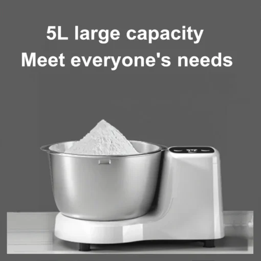 Vertical Stand Mixer with 5L Stainless Steel Bowl and 500W Power for Home Bakers - Image 2