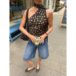 Polka Dot Crop Tops for Women with Sleeveless Backless Design for 2000s Aesthetic Style