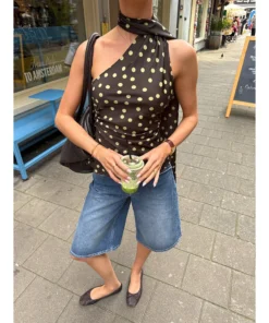 Women Summer Vintage Sexy Polka Dot Crop Tops Sleeveless Backless 2000s Aesthetic Slim Fits Club Party Lady Chic Tanks Tops